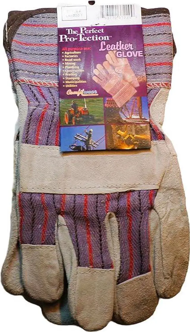 Alt view image 4 of 5 - Heavy Duty Leather Palm Economy Gloves Fully Lined Leather Palm Value Pack of 12 Great For Home Garden Office Construction Cotton Backed
