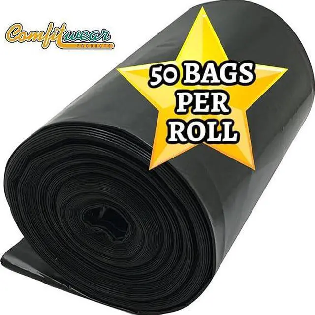 Alt view image 2 of 2 - COMFITWEAR INDUSTRIAL STRENGTH 45 GALLON EXTRA HEAVY DUTY CONTRACTOR READY BLACK GARBAGE BAGS 50PC ROLL MADE IN USA (PACK OF 50 BAGS)