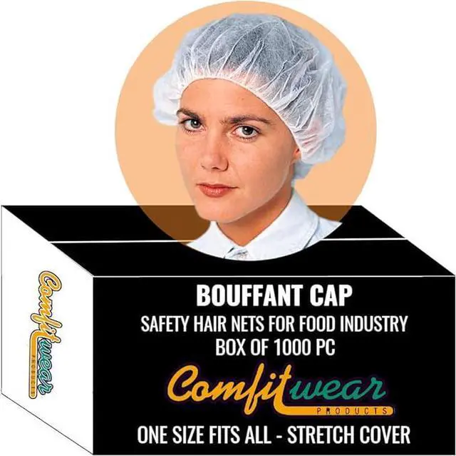 Alt view image 2 of 7 - COMFITWEAR 1000 PC DISPOSABLE HAIR NET COVERS Food Service Medical Office Safety Protocol One Size Fits  (White)