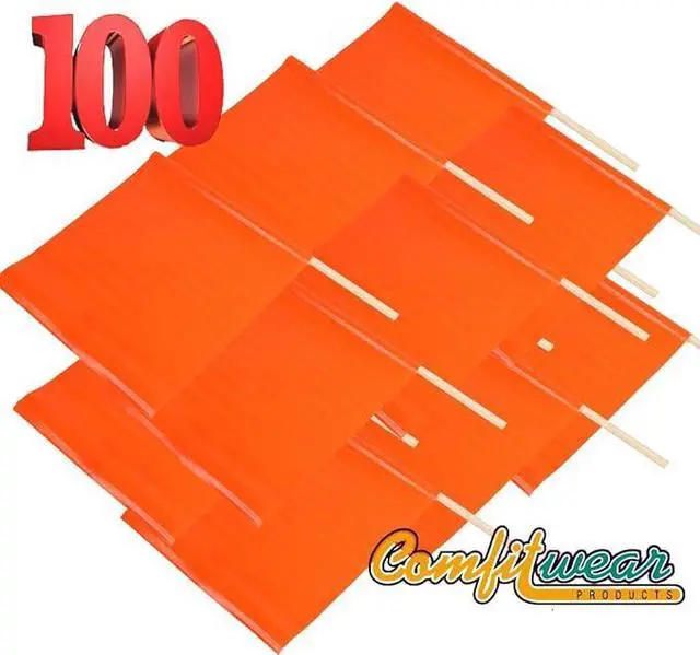 Alt view image 5 of 7 - COMFITWEAR 100 PC CASE Traffic Safety Warning Flags Construction Site Ready Fluorescent Red-Orange Vinyl Coated Nylon Flag 18 x 18 with Pole