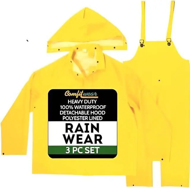 Alt view image 3 of 4 - COMFITWEAR 3 Peice Rainsuit. PVC/Poly Heavy Duty Yellow Rainsuit (2X-Large)