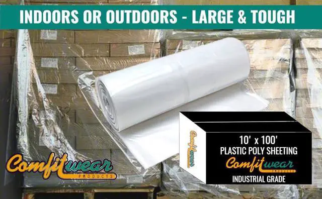 Alt view image 5 of 7 - COMFITWEAR Plastic Poly Sheeting Strong & Durable Industrial (10' x 100') 6 mil 60 Poly Bags on Roll Total One Case