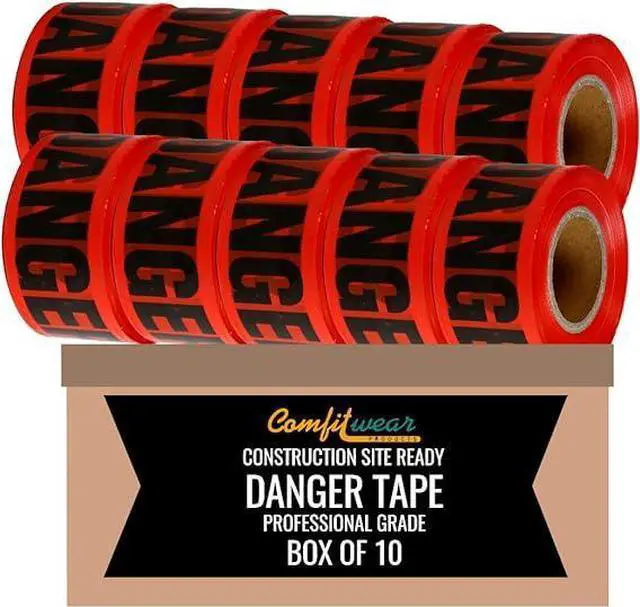 Alt view image 5 of 7 - COMFITWEAR Red Danger Barricade Tape 3" x 1000', (10 Pack)