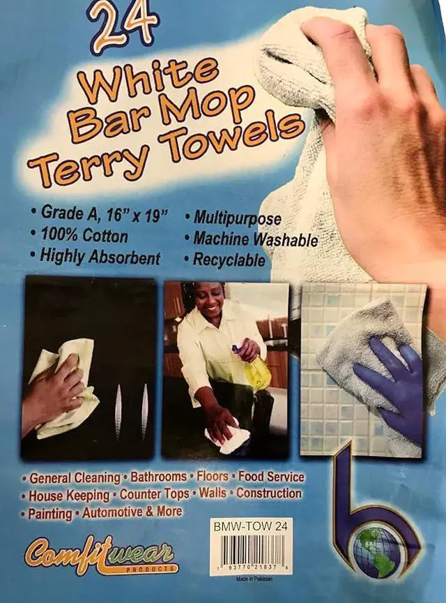 Alt view image 4 of 5 - COMFITWEAR Bar Mop Cleaning Kitchen Towels  16" x 19 White Bar Towels White Kitchen Towels Cotton Bar Rags Towels for Kitchen Restaurant Cleaning Towels (PACK OF 24)