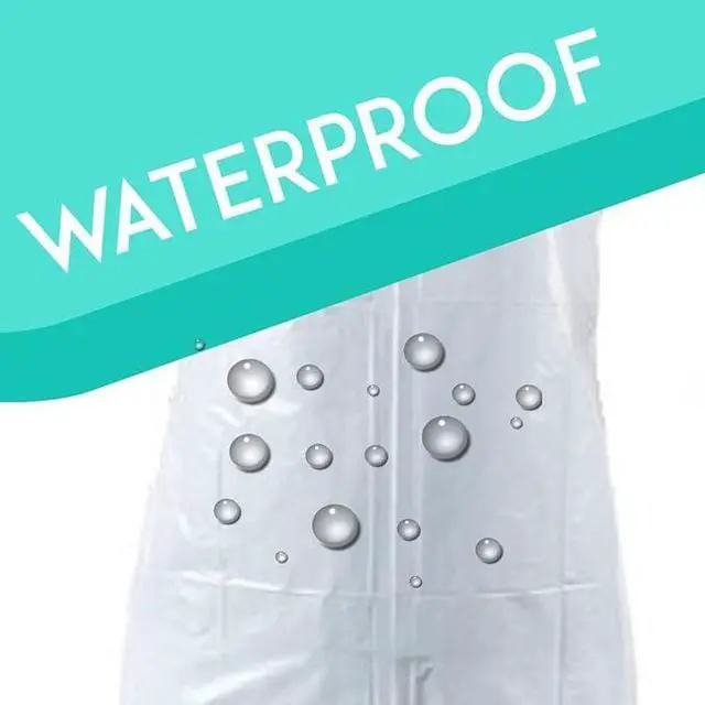 Alt view image 2 of 5 - COMFITWEAR 100-Pack Large White Disposable Waterproof Aprons , Individually Wrapped for Commercial, Household, and Salon Use