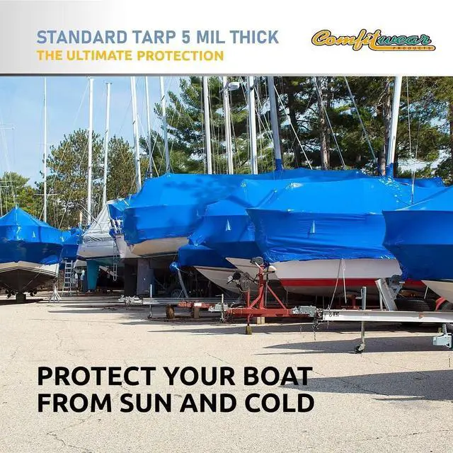 Alt view image 7 of 7 - COMFITWEAR  5 Mil Blue Standard Tarp Cover ( 10' X 20') Reinforced Grommet Multi-Purpose Pool Cover Boat Tarp Camping Tarp General Purpose UV Resistant Poly Tarpaulin  Waterproof Tarp Cover 10' X 20'