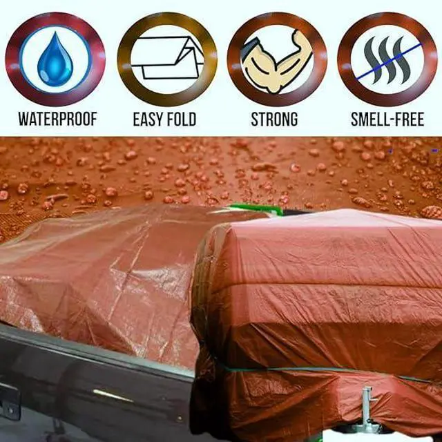 Alt view image 3 of 7 - COMFITWEAR 5 Mil Brown Standard Tarp Cover Reinforced Grommet Multi-Purpose Pool Cover Boat Tarp Camping Tarp UV Resistant Poly Tarpaulin Waterproof Tarp Cover (5' X 7')
