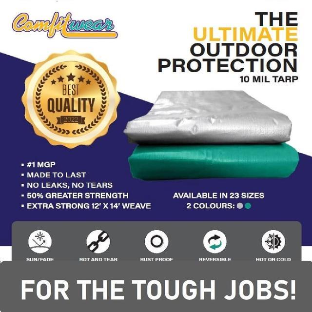 Alt view image 3 of 7 - COMFITWEAR 10 Mil Silver And Black Super Heavy Duty Tarp Cover Reinforce Grommet Pool Cover Boat Tarp UV Resistant Poly Tarpaulin Canopy Tent Waterproof Tarp Cover (50' x 100')