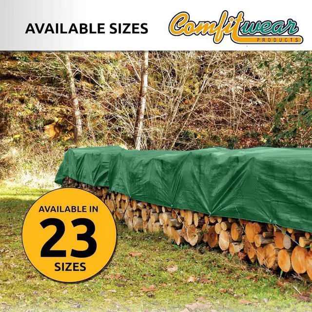 Alt view image 7 of 7 - COMFITWEAR Green And Black 10 Mil  Super Heavy Duty Tarp Cover, Reinforced Grommet, Multi-Purpose Pool Cover, Boat Tarp Camping Tarp, UV Resistant,Waterproof Tarp Cover (6' X 8')