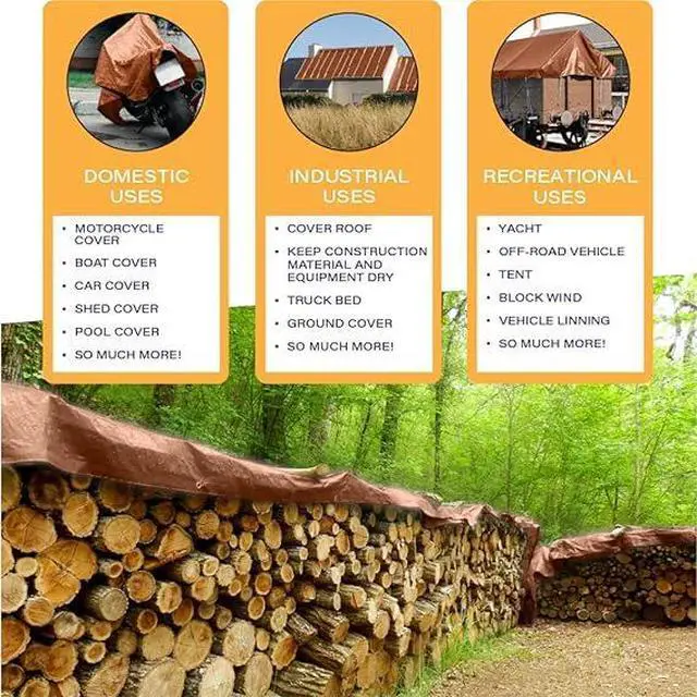 Alt view image 4 of 7 - COMFITWEAR 16 MIL Brown Multi-Purpose Extra Heavy Duty Tarps, Car Tarp Camping Tarp  Heavy Duty Tarp, Super Heavy Duty Tarp Cover General Purpose Waterproof Tarp Cover (12' X 30')