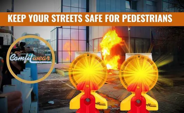 Alt view image 5 of 7 - COMFITWEAR Barricade Light with Photocell 2-Sided Visibility UV Coated Safety Traffic Signal Light, Flashing Yellow Beacon Light for Car, Truck, Trailer, Boat, Warehouse, Parking Lot (3)