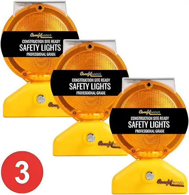 Alt view image 2 of 7 - COMFITWEAR Barricade Light with Photocell 2-Sided Visibility UV Coated Safety Traffic Signal Light, Flashing Yellow Beacon Light for Car, Truck, Trailer, Boat, Warehouse, Parking Lot (3)