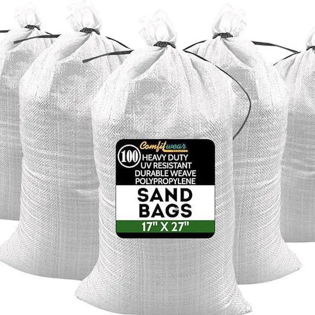 Main image of COMFITWEAR Heavy Duty Durable SandBags, Water Resistant UV Protection Polypropylene Sand Bags Ultra Tough Sandbags Hurricane Flooding Protection Gardening Construction (17 x 27, 1000 PACK)
