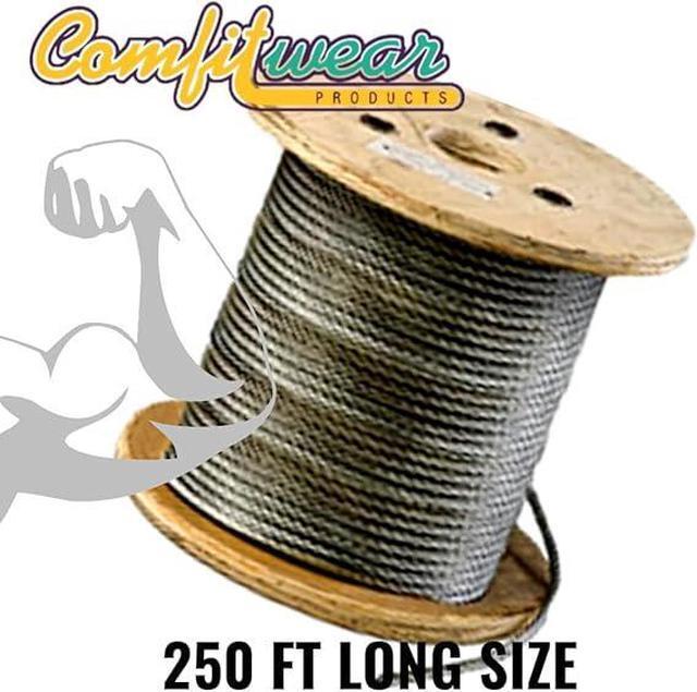 Alt view image 2 of 5 - COMFITWEAR Galvanized Steel Aircraft Cable Wire, 7x19 Strand Core ( 1/4-in x 250-ft)