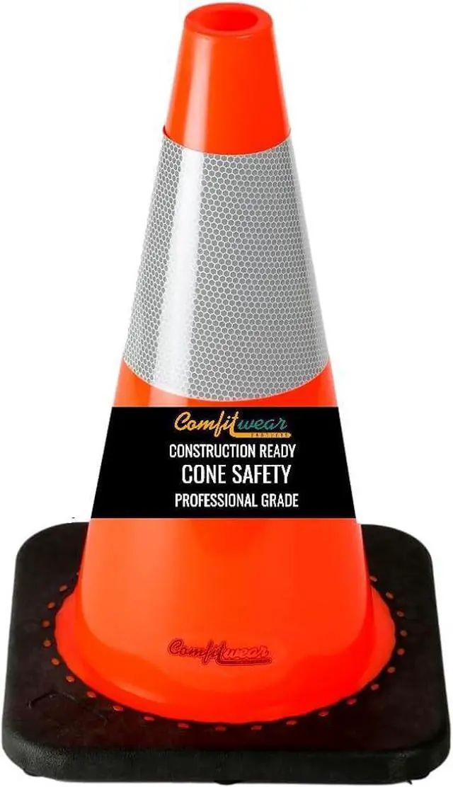Main image of COMFITWEAR 18" Orange Traffic Cones 6" 3M Reflective Collars Construction Safety Playgrounds Street Safety (Pack of 1, 18" - 6" REFLECTOR)
