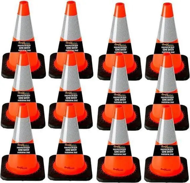 Main image of COMFITWEAR 18" Orange Traffic Cones 6" 3M Reflective Collars Construction Safety Playgrounds Street Safety (Pack of 12, 18" - 6" REFLECTOR)