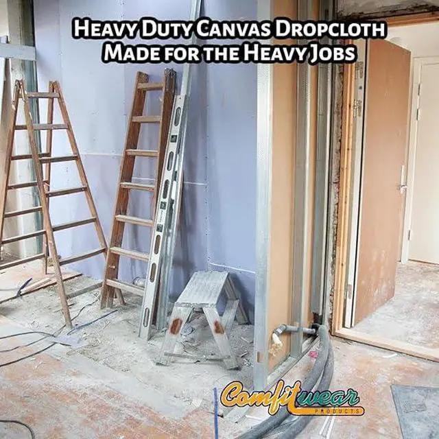 Alt view image 2 of 6 - COMFITWEAR Heavy Duty Drop Cloth for Painting Slip Resistant Leak Resistant Washable Reusable Durable Canvas Fabric Highly Absorbent Furniture Indoor and Outdoor Use (Size :9 X 12,Pack of 1)