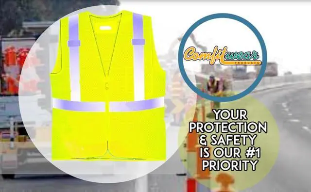 Alt view image 6 of 7 - COMFITWEAR High Visibility Safety Vests for Construction Work School Outdoor Sports Traffic Safety Bright Yellow (1 Pack,Yellow,One Size)