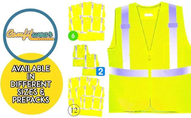 Alt view image 7 of 7 - COMFITWEAR High Visibility Safety Vests for Construction Work School Outdoor Sports Traffic Safety Bright Yellow (1 Pack,Yellow,One Size)