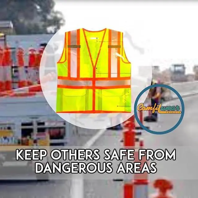 Alt view image 2 of 7 - COMFITWEAR High Visibility Safety Vests for Construction,Work School Outdoor Sports Traffic Safety Orange/Yellow (6 Pack, X-LARGE)