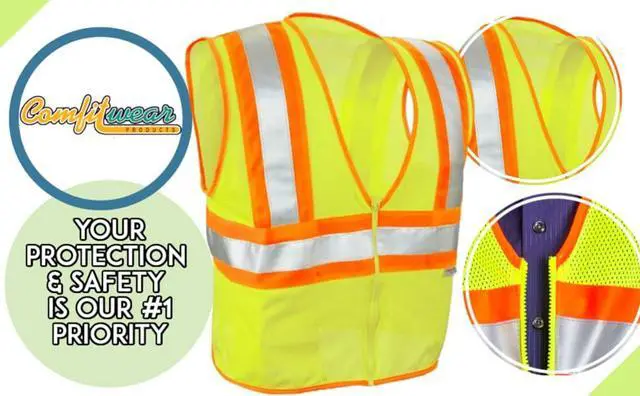 Alt view image 6 of 7 - COMFITWEAR High Visibility Safety Vests for Construction,Work School Outdoor Sports Traffic Safety Orange/Yellow (6 Pack, X-LARGE)