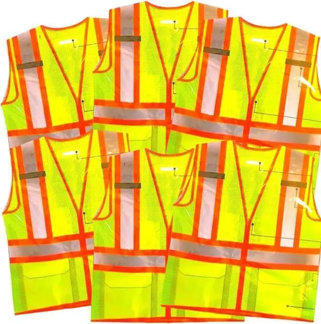 Main image of COMFITWEAR High Visibility Safety Vests for Construction,Work School Outdoor Sports Traffic Safety Orange/Yellow (6 Pack, X-LARGE)