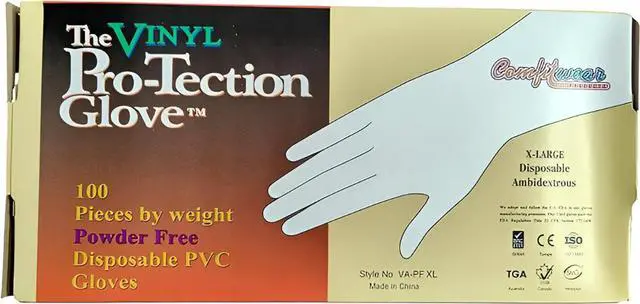 Alt view image 2 of 3 - COMFITWEAR Box of 100 Gloves VINYL Powder Free Sheer (.005 Gauge) Seamless Vinyl Disposable Glove Fits Either Hand (SMALL)