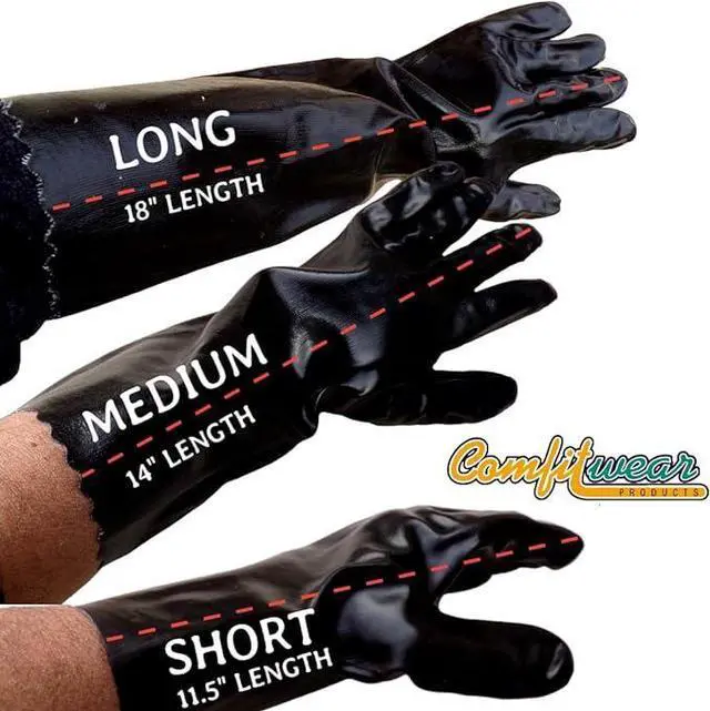 Alt view image 3 of 7 - COMFITWEAR Comfort Lined Heavy Duty PVC Coated Chemical Resistant Clean Room Gloves,(PACK OF 12, LONG LENGTH)