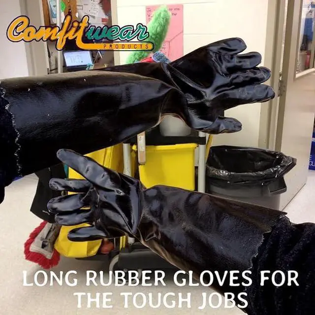 Alt view image 4 of 7 - COMFITWEAR Comfort Lined Heavy Duty PVC Coated Chemical Resistant Clean Room Gloves,(PACK OF 12, LONG LENGTH)