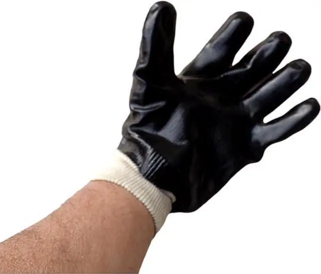 Alt view image 4 of 7 - Comfort Lined Heavy Duty PVC Coated Chemical Resistant Clean Room Gloves Knit Gloves PACK OF 12