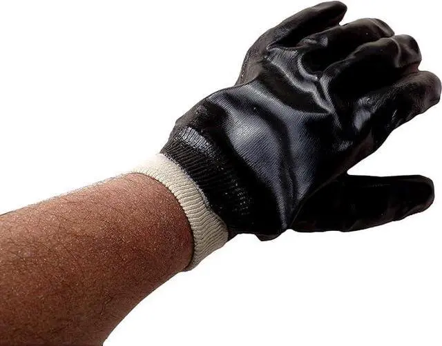 Alt view image 3 of 7 - Comfort Lined Heavy Duty PVC Coated Chemical Resistant Clean Room Gloves Knit Gloves PACK OF 12