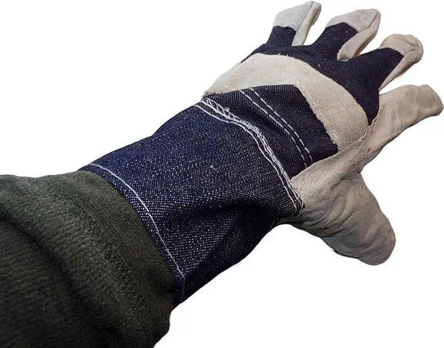 Alt view image 5 of 6 - COMFITWEAR Leather Palm Economy Gloves DENIM CUFF Value Great For Home Garden Office Construction (Pack of 12)