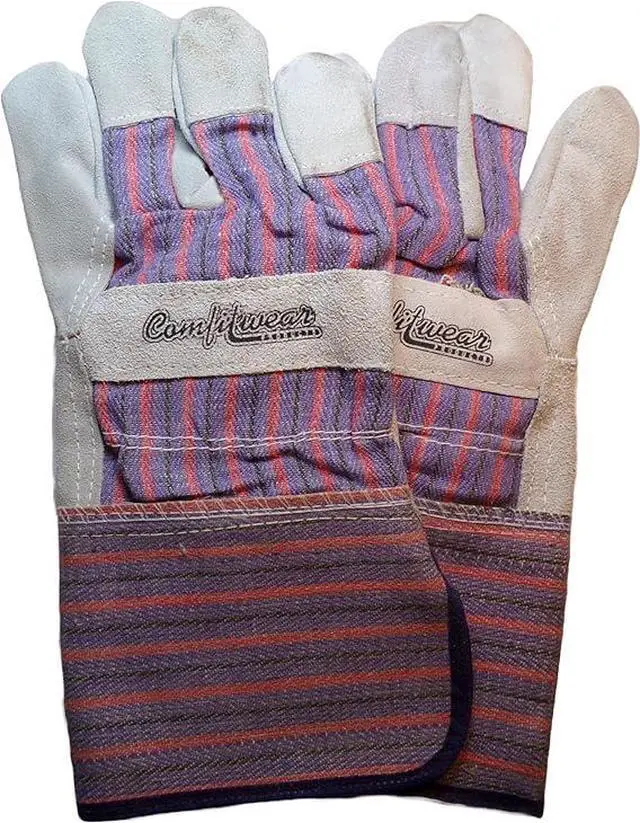 Alt view image 3 of 6 - COMFITWEAR Heavy Duty Leather Palm Economy Gloves LONG CUFF Fully Lined Leather Palm Value Great For Home Garden Office Construction Cotton Backed (Pack of 12)