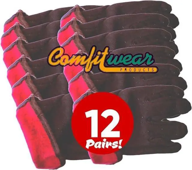 Alt view image 2 of 6 - COMFITWEAR Comfort Lined 14oz Brown Jersey with Red Fleece Lined Gloves Cold Weather Knit Gloves Value Pack  (PACK OF 12)