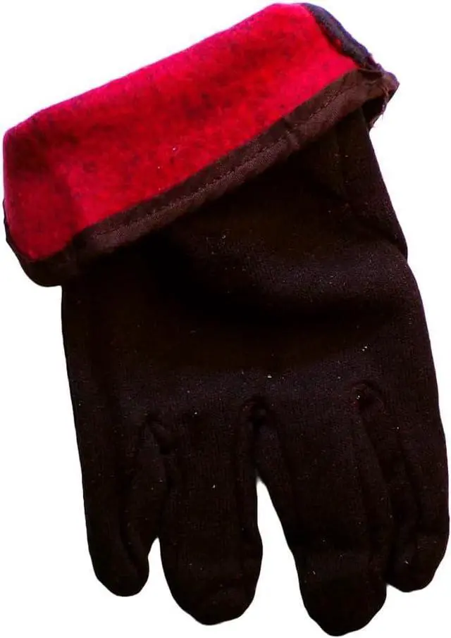 Alt view image 4 of 6 - COMFITWEAR Comfort Lined 14oz Brown Jersey with Red Fleece Lined Gloves Cold Weather Knit Gloves Value Pack  (PACK OF 12)