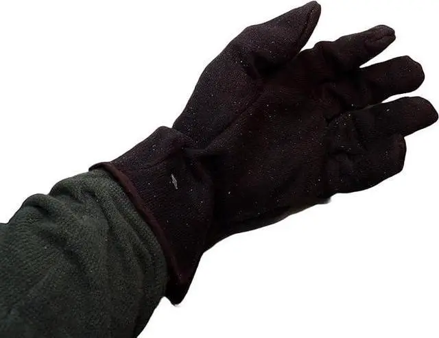 Alt view image 6 of 6 - COMFITWEAR Comfort Lined 14oz Brown Jersey with Red Fleece Lined Gloves Cold Weather Knit Gloves Value Pack  (PACK OF 12)