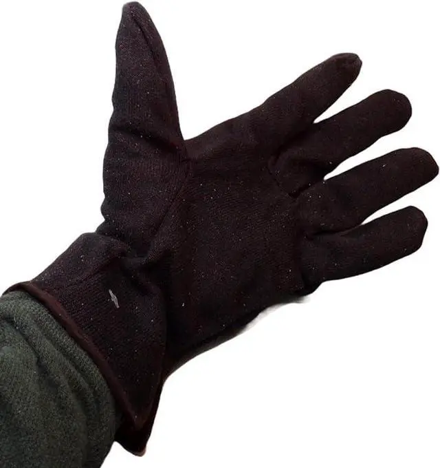 Alt view image 5 of 6 - COMFITWEAR Comfort Lined 14oz Brown Jersey with Red Fleece Lined Gloves Cold Weather Knit Gloves Value Pack  (PACK OF 12)