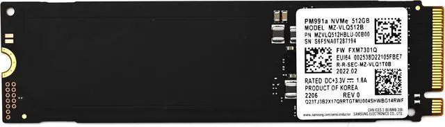 Main image of Samsung 512GB PM991a M.2 PCIe 3.0x4 NVMe SSD 2280 Solid State 3100 MB/s MZVLQ512HBLU - OEM