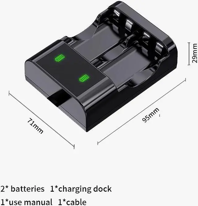 Alt view image 6 of 7 - Charging dock for Xbox One/Xbox series X,  TYPE-C recharge cable charging base, battery charging indicator charging station for Xbox One/SX, with 2pcs 2600mah batteries