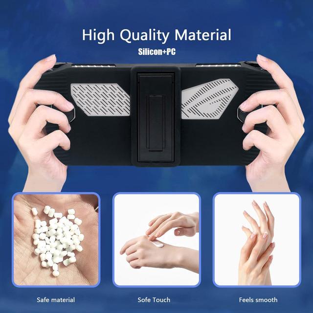 Alt view image 4 of 7 - Silicon case for ROG ALLY with stand, all-around durable protection Case Cover Skin with Foldable Stand Accessories for Rog Ally Game Handheld PCs 2023, Shockproof Non-Slip Anti-Collision white