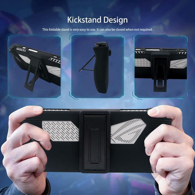 Alt view image 7 of 7 - Silicon case for ROG ALLY with stand, all-around durable protection Case Cover Skin with Foldable Stand Accessories for Rog Ally Game Handheld PCs 2023, Shockproof Non-Slip Anti-Collision white