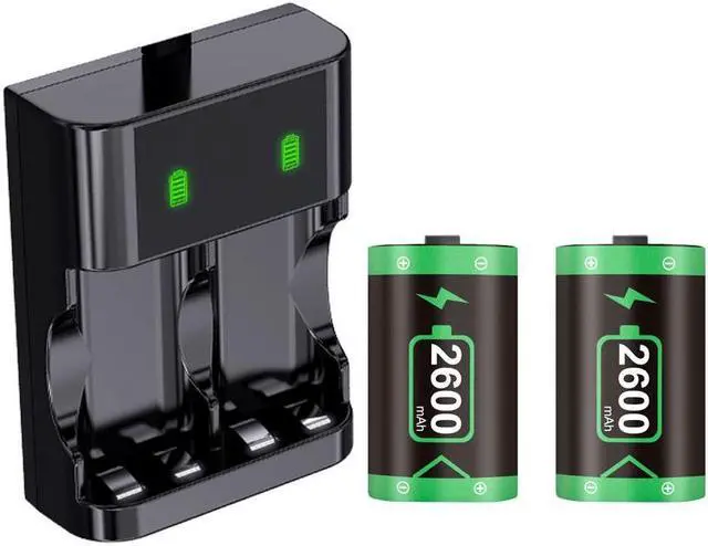 Main image of Charging dock for Xbox One/Xbox series X,  TYPE-C recharge cable charging base, battery charging indicator charging station for Xbox One/SX, with 2pcs 2600mah batteries