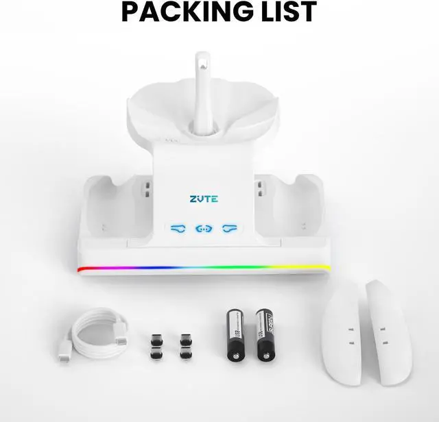 Alt view image 7 of 7 - Charging dock for Meta Quest 3, compact design charge the Meta Quest 3 and the controllers, with 2pcs 2700mWh batteries, adjustable RGB light