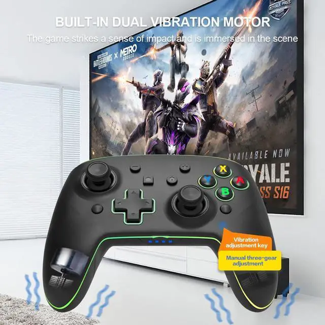 Alt view image 5 of 7 - Switch Pro Controller Wireless Controller Compatible with Nintendo Switch/OLED/Lite, built-in 850mAh battery Switch Controllers with 8 Colors LED, Wake Up, Turbo, Vibration