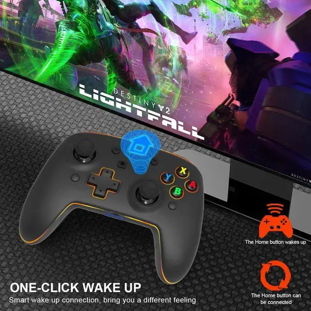 Alt view image 7 of 7 - Switch Pro Controller Wireless Controller Compatible with Nintendo Switch/OLED/Lite, built-in 850mAh battery Switch Controllers with 8 Colors LED, Wake Up, Turbo, Vibration