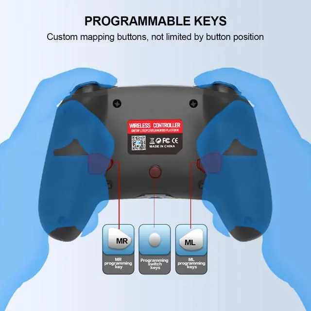 Alt view image 7 of 7 - Switch Pro Controller Wireless Controller Compatible with Nintendo Switch/OLED/Lite, built-in 850mAh battery Switch Controllers with 8 Colors LED, Wake Up, Turbo, Vibration Transparent