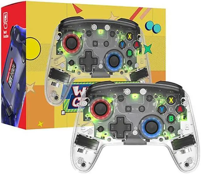 Main image of Switch Pro Controller Wireless Controller Compatible with Nintendo Switch/OLED/Lite, built-in 850mAh battery Switch Controllers with 8 Colors LED, Wake Up, Turbo, Vibration Transparent