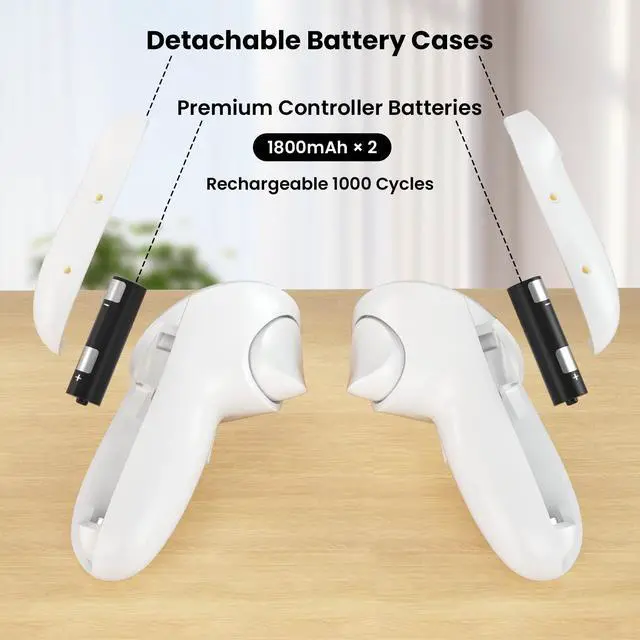 Alt view image 5 of 7 - ZVTE Compact Charging Dock for Meta Quest 3, Wireless Charging Station for Quest 3, VR accessory Colorful RGB Light with 2pcs 1800mAh rechargeable batteries