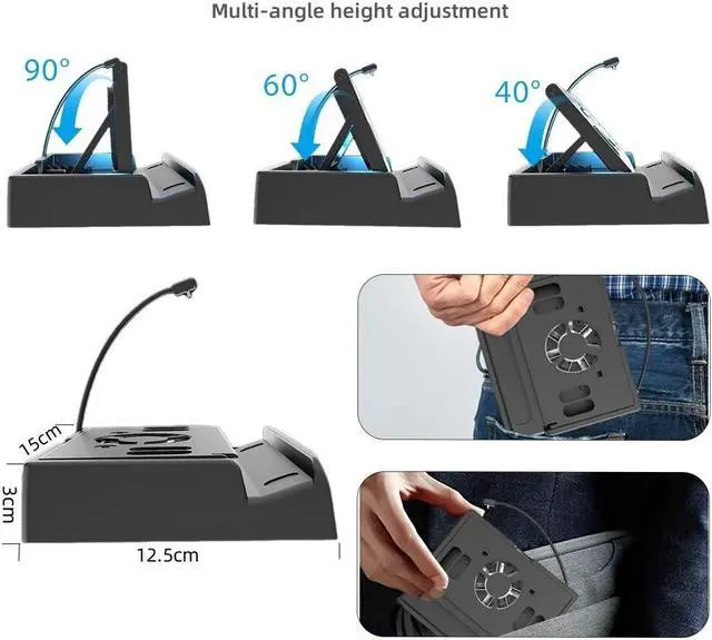 Alt view image 3 of 5 - ZVTE 6-in-1 Foldable Docking Station Hub for ROG ALLY, Strong Cooling Fan Portable Hub with 1000Mbps+HDMI 2.0 4K@60Hz+1USB-C PD60W +3USB 3.0 Ports for ASUS ROG Ally