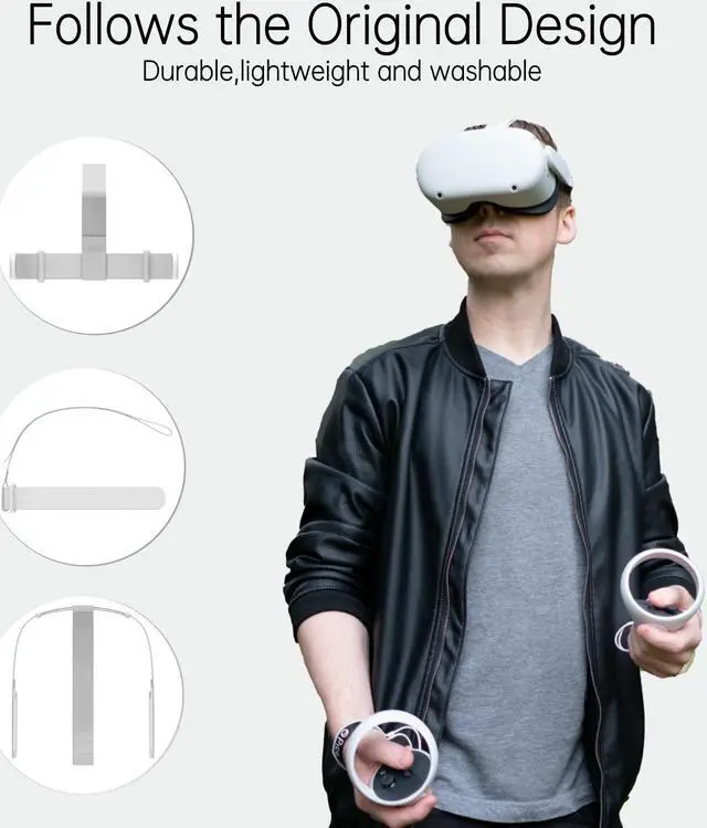 Alt view image 2 of 6 - ZVTE Original Quality Head Strap for Oculus Quest 2, Replacement Head Strap for Meta Quest 2, VR Accessories with 2 Pair Thumb Grip Caps, Oculus Quest 2 Head Strap, Meta Quest 2 Head Strap